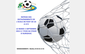 Planning de reprise Ecole de Foot